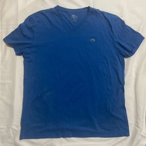 Lacoste Men’s Short Sleeve Blue V-Neck Pima Cotton Jersey T-Shirt Size XL
